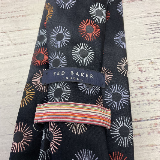 Ted Baker London Navy Blue Multi Color Embroidered Silk Neck Tie - Size 60"L 4"W