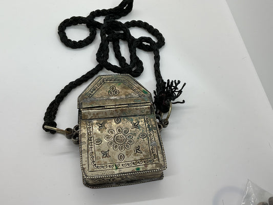 VTG./ANTIQUE Silver Tone Quran, Amulet Box, Hirz, Talisman Box- 3.25" x 2.25"