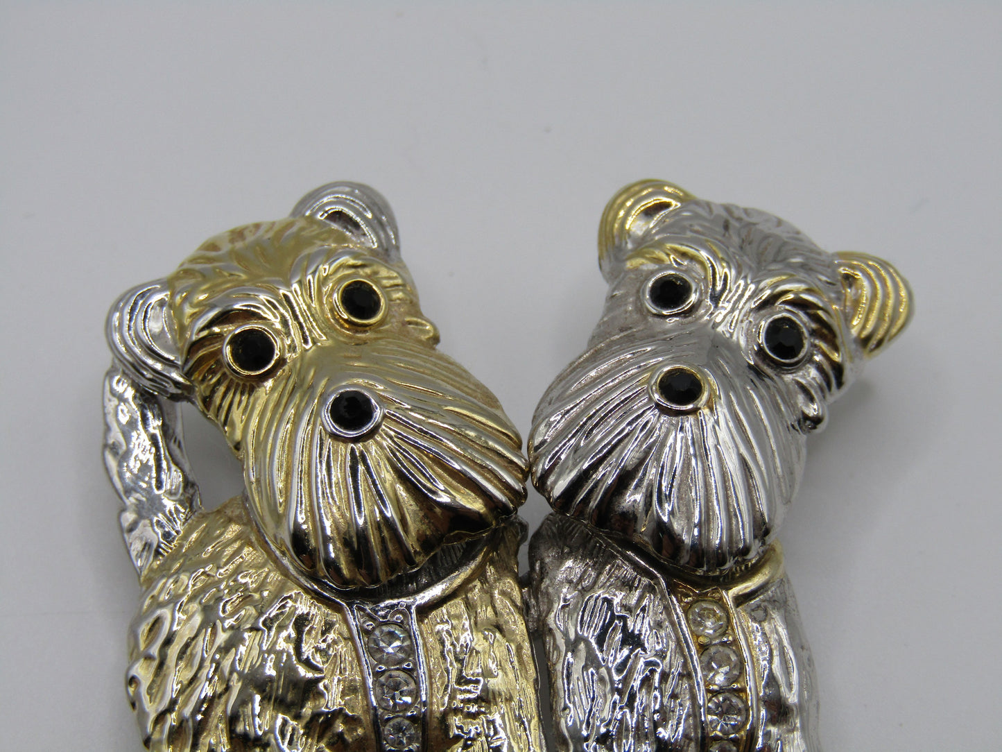 Silver & Gold Plated Articulated Terrier Dog Brooch Pin