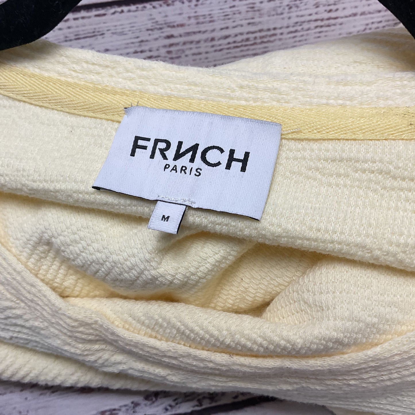 Frnch Self Love Embroidered Cotton Crepe Texture Top Shirt - Size M