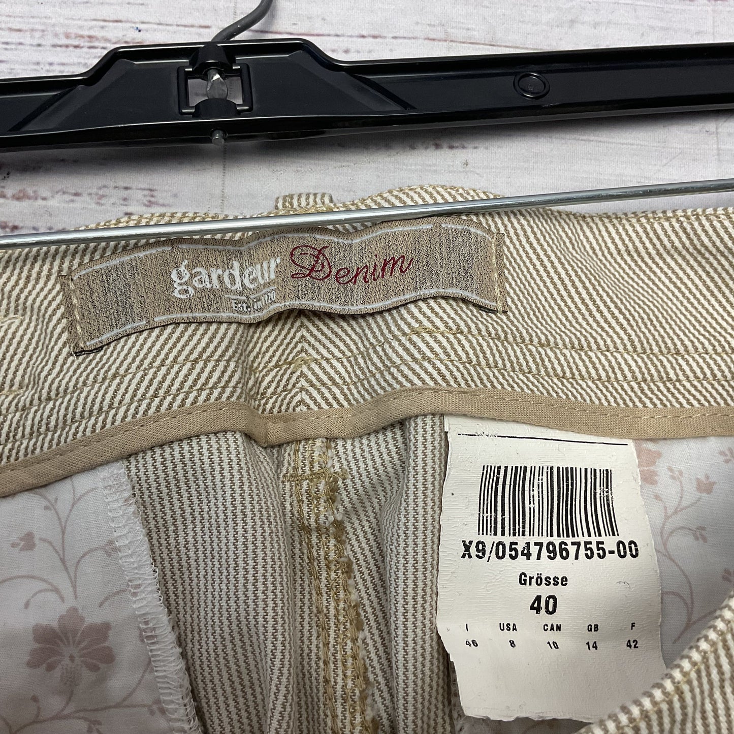Gardeur Denim Brown White Stripe Slim Pants - Size 10 New