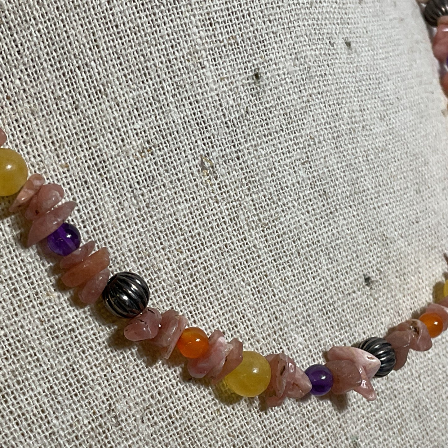 VTG. CAROLYN POLLOCK RELIOS Sterling Silver Beaded Multi Gemstone Necklace- 19"