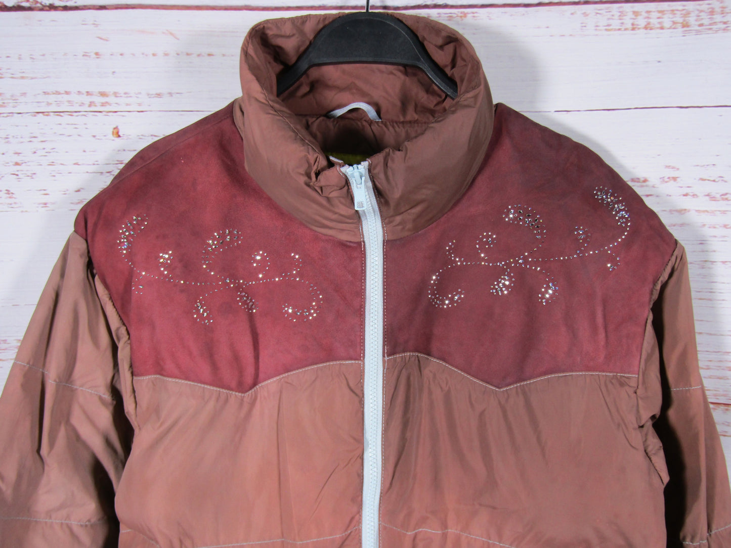 Golf Wang El Paso Women's Brown Rhinestone Accent Puffer Down Jacket Size S