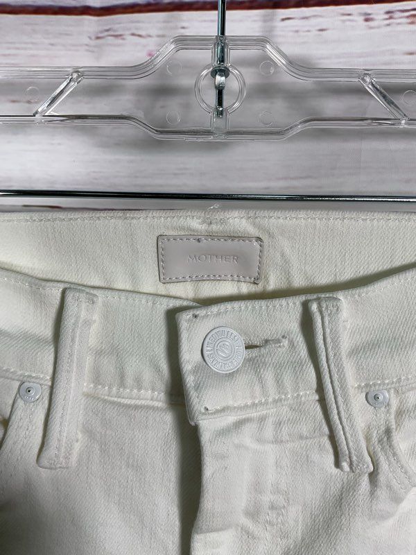 Mother The Weekender Fray White High Rise Flare Jeans Fairest Of Them All 24