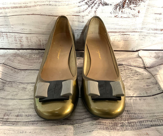 Salvatore Ferragamo My Flair Patent Leather Pump Heels Olive Green 10
