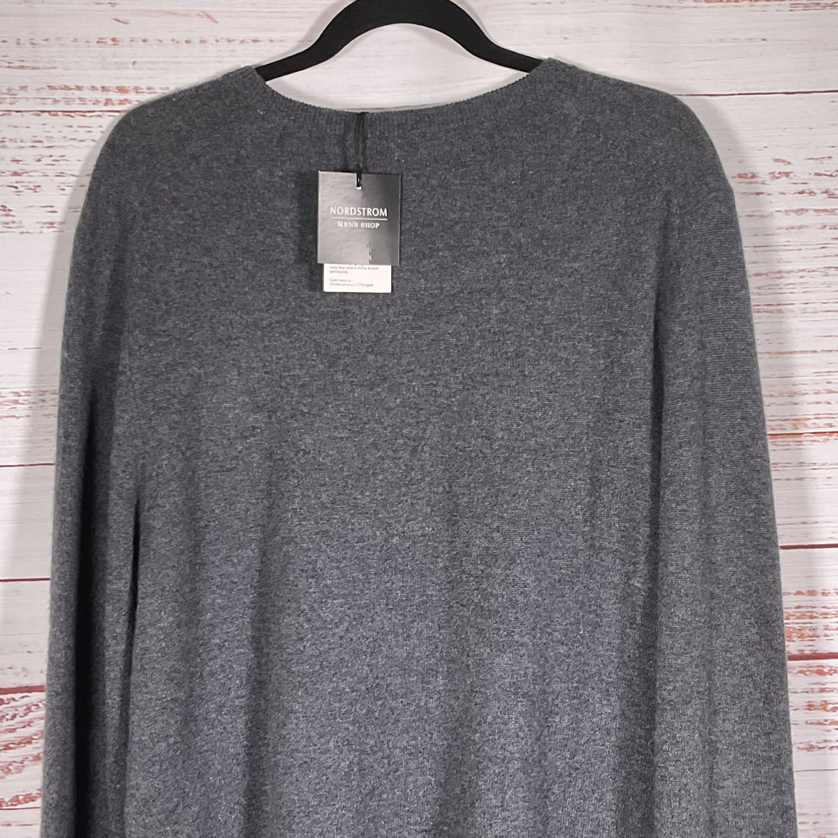 NWT NORDSTROM Men's Shop Men's Gray 100% Cashmere V-Neck Pullover Sweater-SZ XL