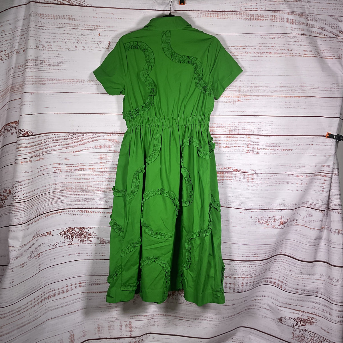 Kate Spade Green Ribbon Short Sleeve Button Front Midi Dress - Size XS