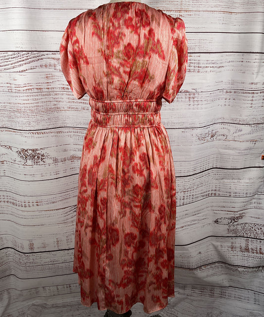 Julia Jordan Floral Print Puff Sleeve Dress Red Multicolor 6