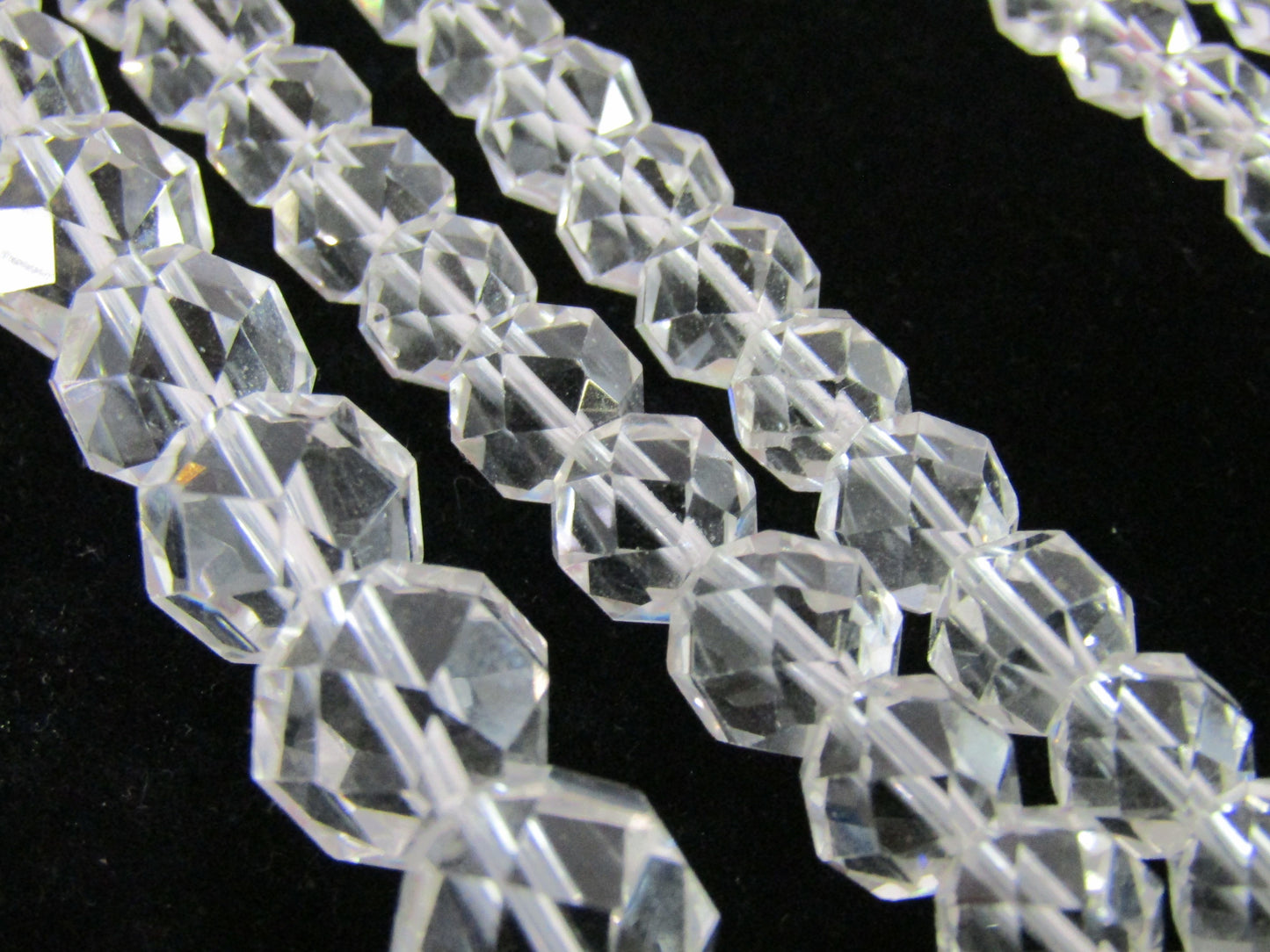 34 3/4" Graduated Faceted Crystal Necklace With Sterling Silver Clasp