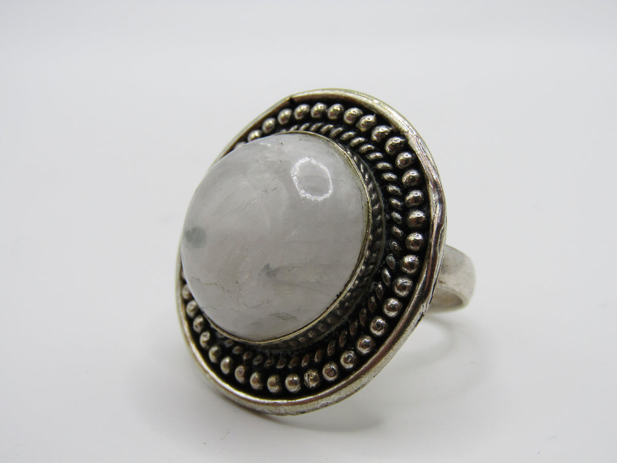 Artisan Handcrafted Sterling Silver Moonstone Cabochon Ring Size 9