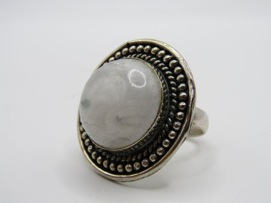 Artisan Handcrafted Sterling Silver Moonstone Cabochon Ring Size 9