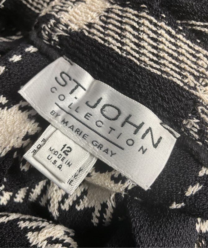 St. John Collection Plaid Knee Length Skirt Black 12