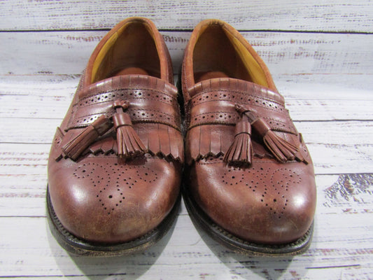 Allen Edmonds Bridgeton Men's Brown Leather Kiltie Tassel Loafers Size 8.5 E