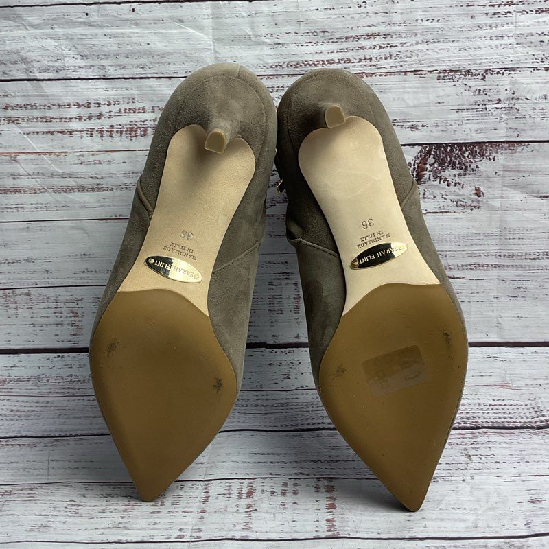 Sarah Flint Gray Suede Perfect Dress Bootie Side Zip Pump Heels Women 6