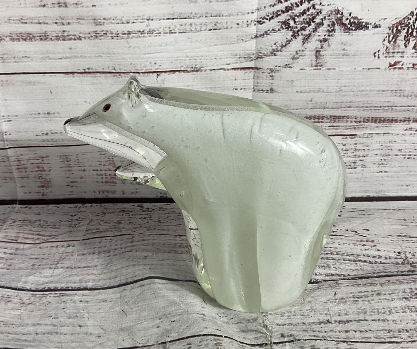 GCA Art Glass Polar Bear 5.5" Figurine Clear White
