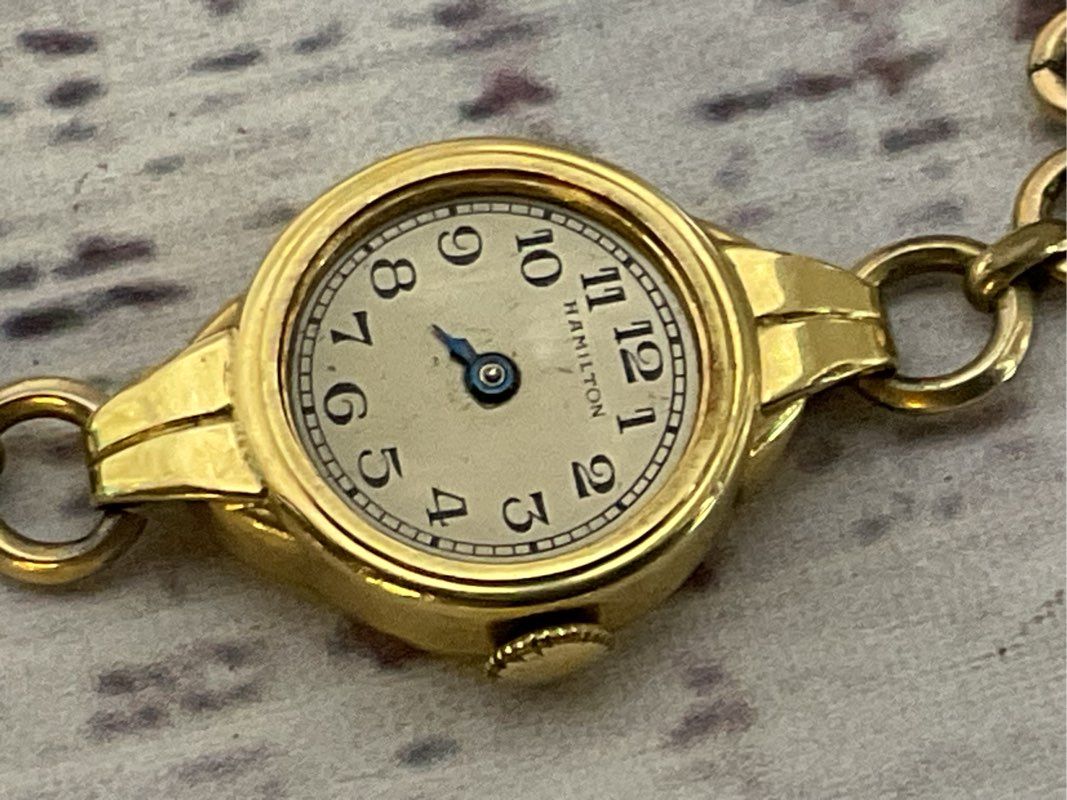 VTG. HAMILTON 10K Gold Filled Engraved on Back (DAMAGED)