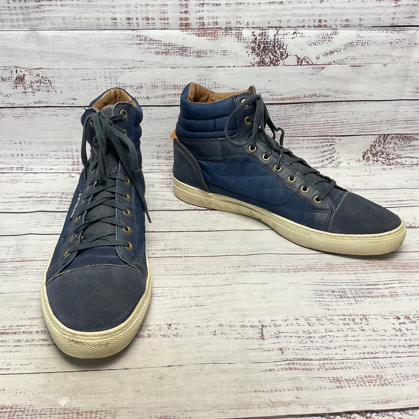G-Star Raw Blue Quilted Nylon Hi-Top Sneaker Casual Shoe Men Size 13