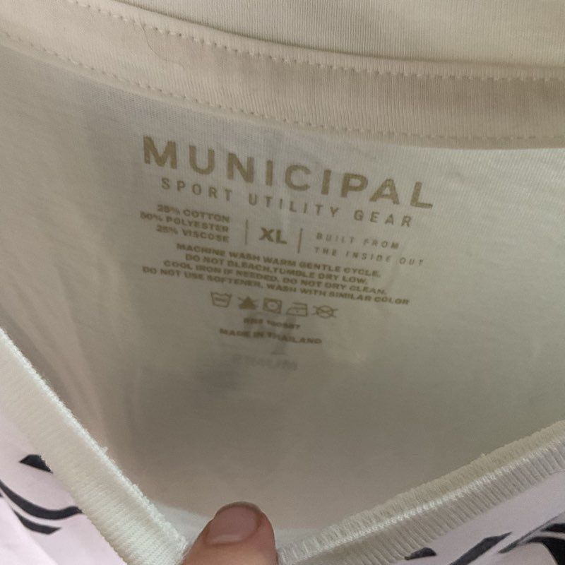 Municipal White Logo Print Short Sleeve Crewneck T-shirt - Size XL