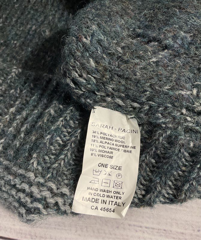 Sarah Pacini Oversized Knit Avant Garde Wool Blend High Neck Long Tunic Sweater
