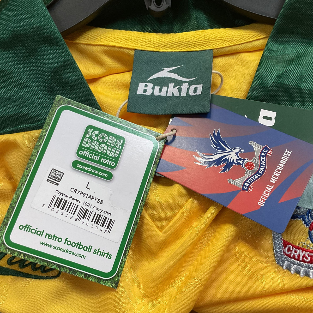 NWT BUKTA Crystal Palace 1991-1992 Away Soccer Football Jersey Shirt- SZ L