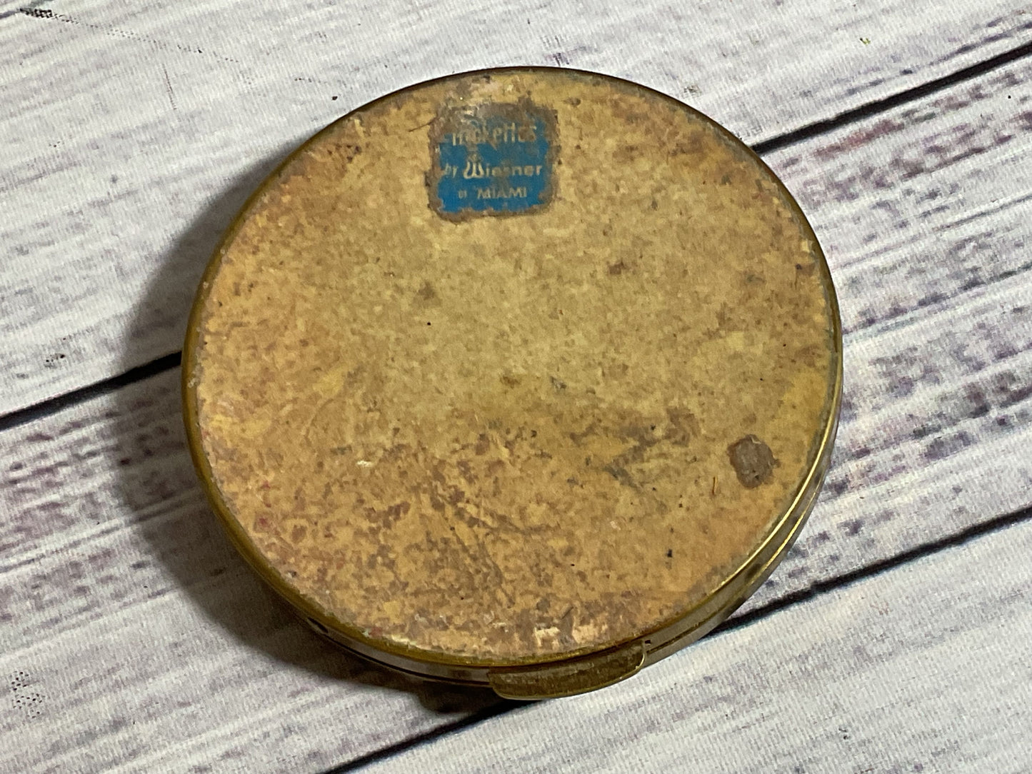 VTG. WIESNER OF MIAMI Trickettes Mother of Pearl Powder Mirror Compact