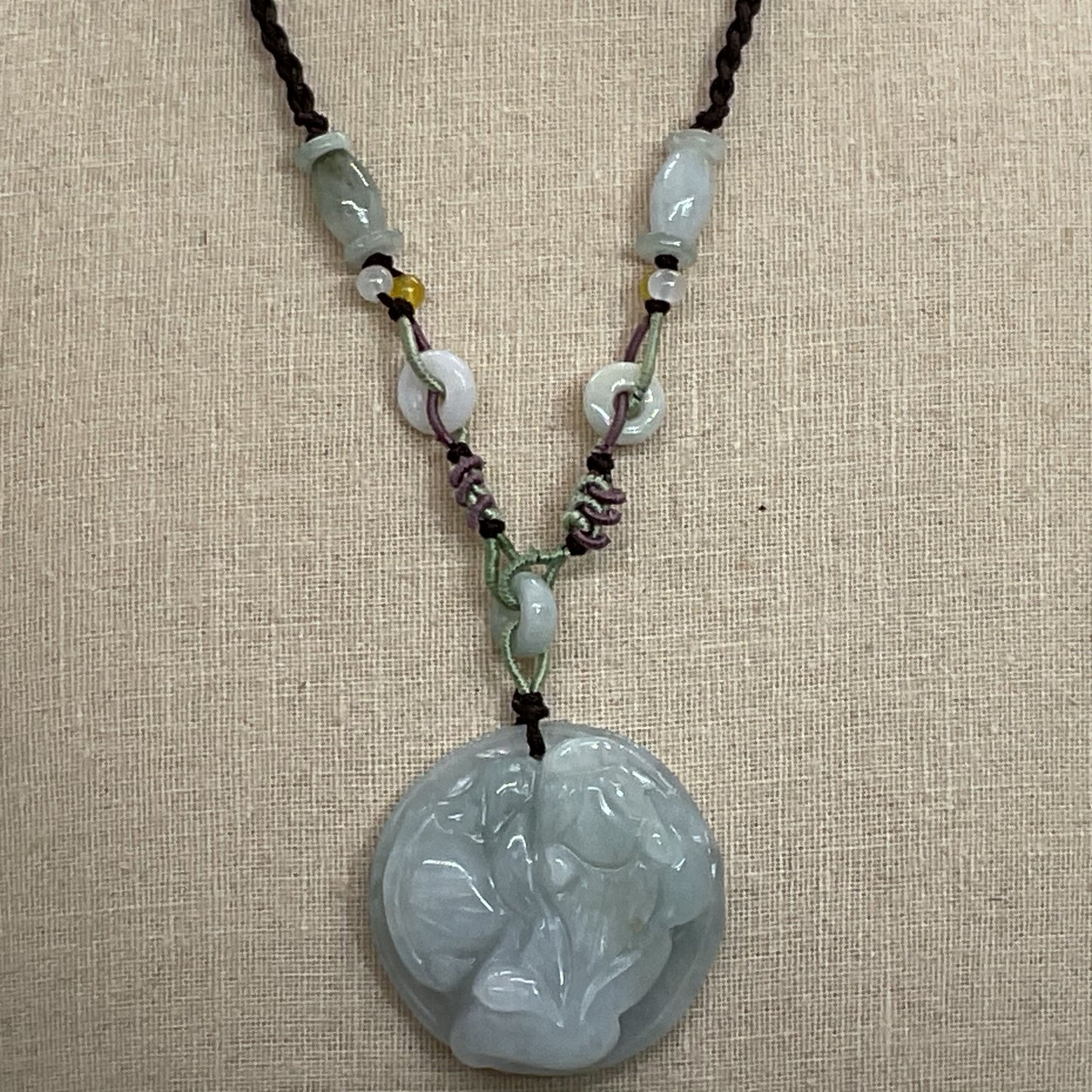 Round Carved Dragon 1.5" Pendant Adjustable String Necklace