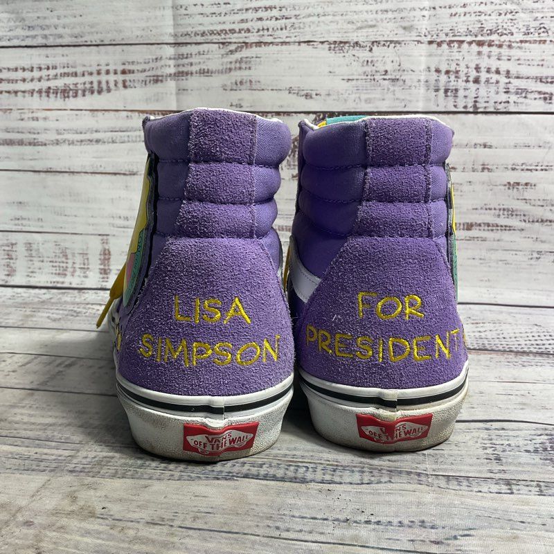 VANS X The Simpsons Lisa for President Purple Skate Hi Top Size 7.5 M/9 W Shoes