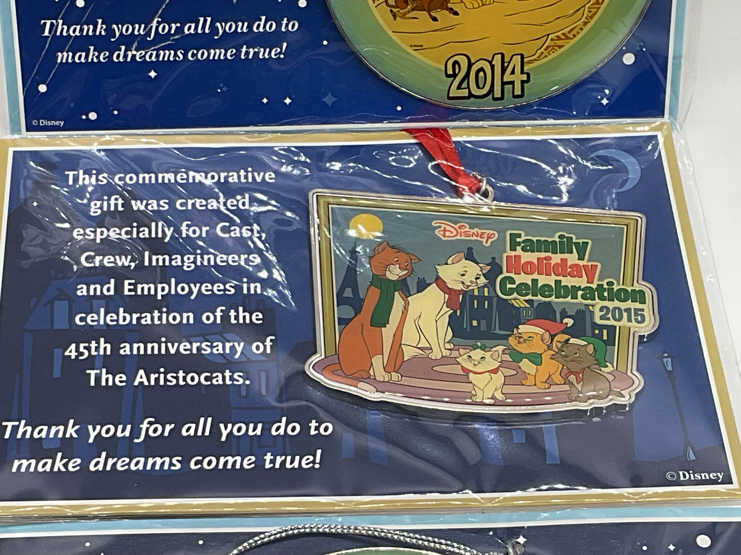 NEW 2014 & 2015 DISNEY Family Holiday Celebration Ornaments- Set of 3
