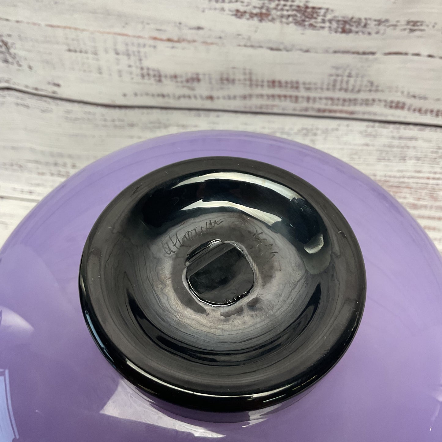 Athei*? Lavender Purple Green Top Black Base Signed Vase 1999 9.5