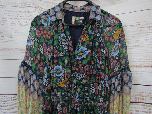 Maeve Ondine Women's Multi-Color Floral Long Sleeve Dress Size S