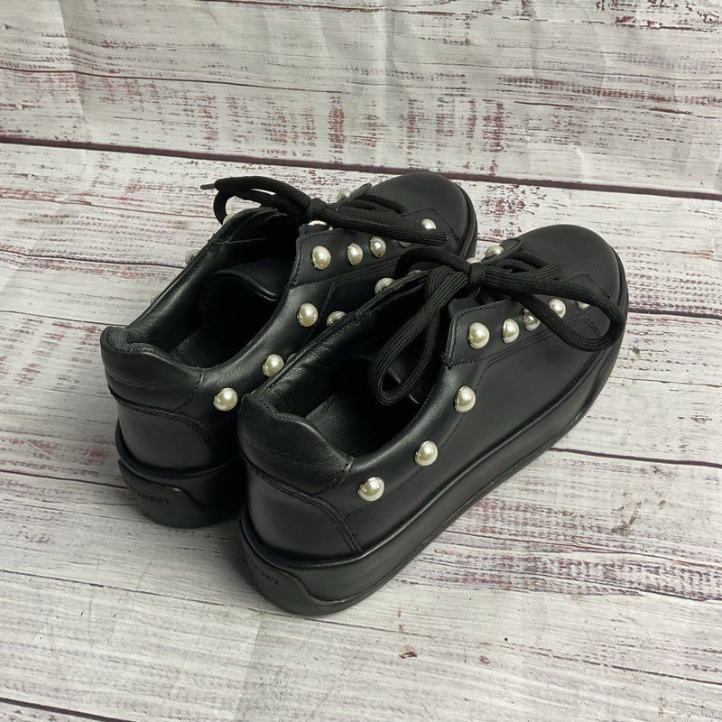Twinset Black Leather Faux Pearl Platform Sneaker Women's Size 5 US