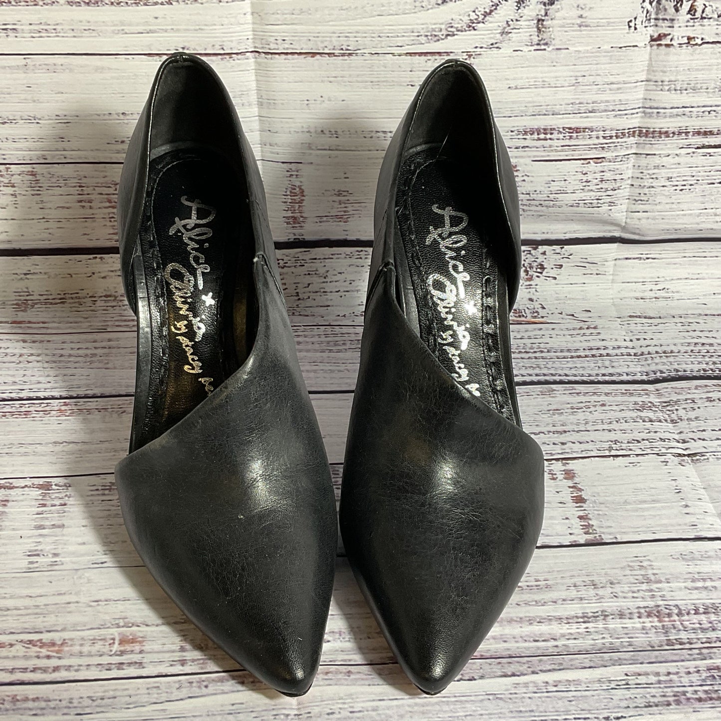 ALICE X OLIVIA by STACEY BENDEL Black Side Peep Pump Heels- SZ 36