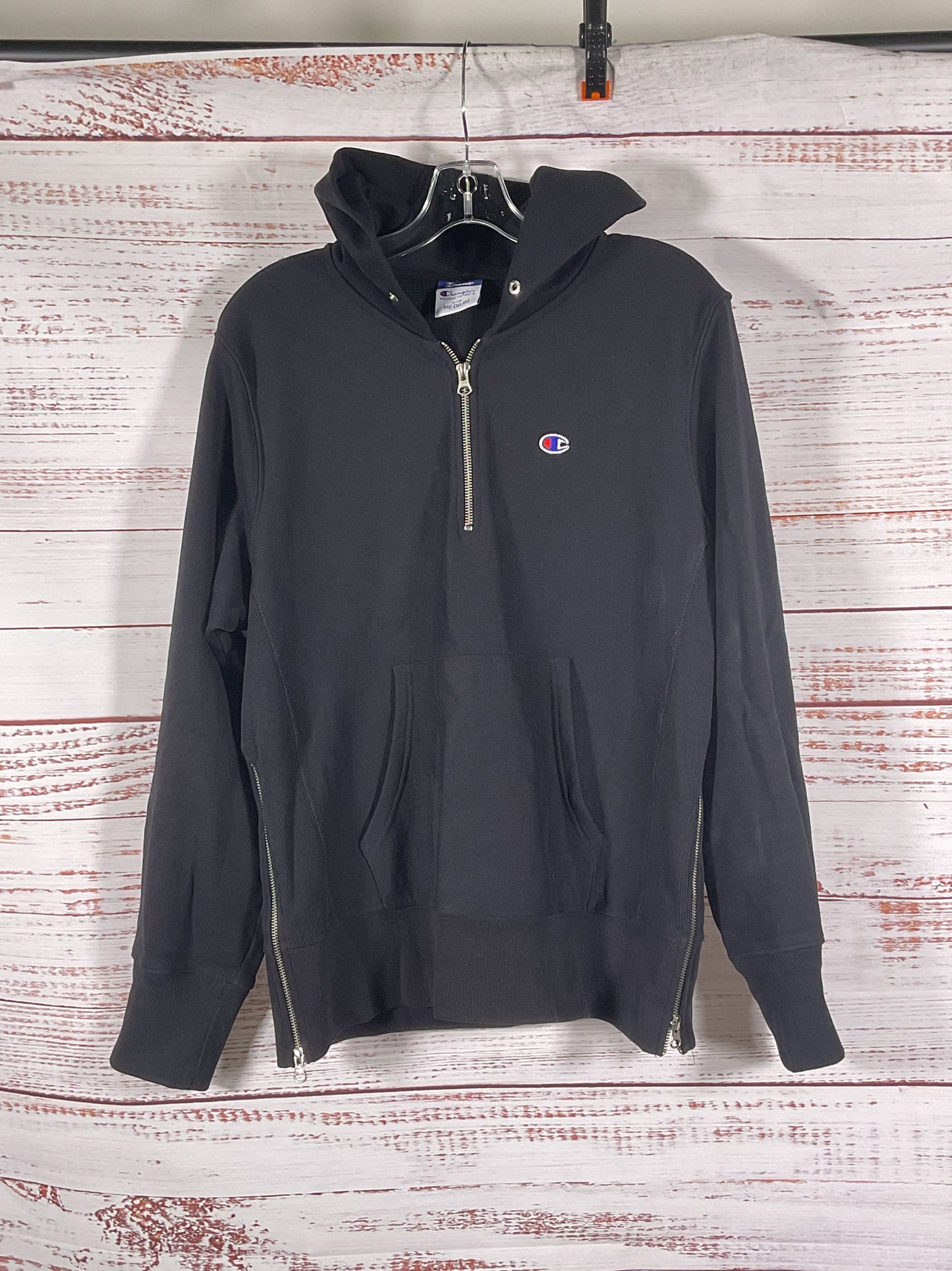 Champion Black Beams Side Zip Pullover Hoodie - Size M