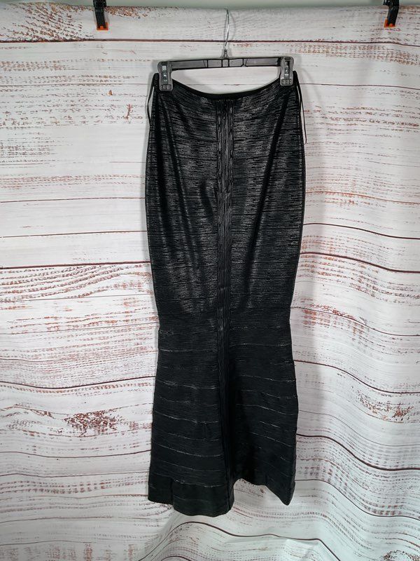 Alberto Makali Women's Black Metallic High Waisted Long Skirt Size M