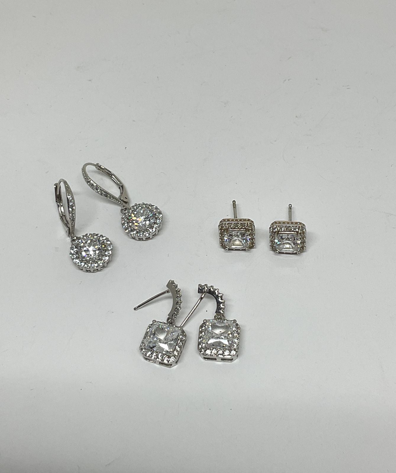 Lot 3 Sterling Silver Earrings with Rhinestones