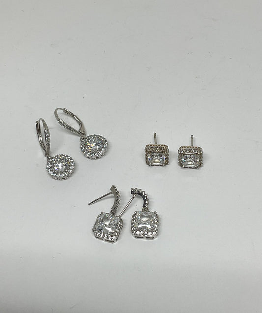 Lot 3 Sterling Silver Earrings with Rhinestones