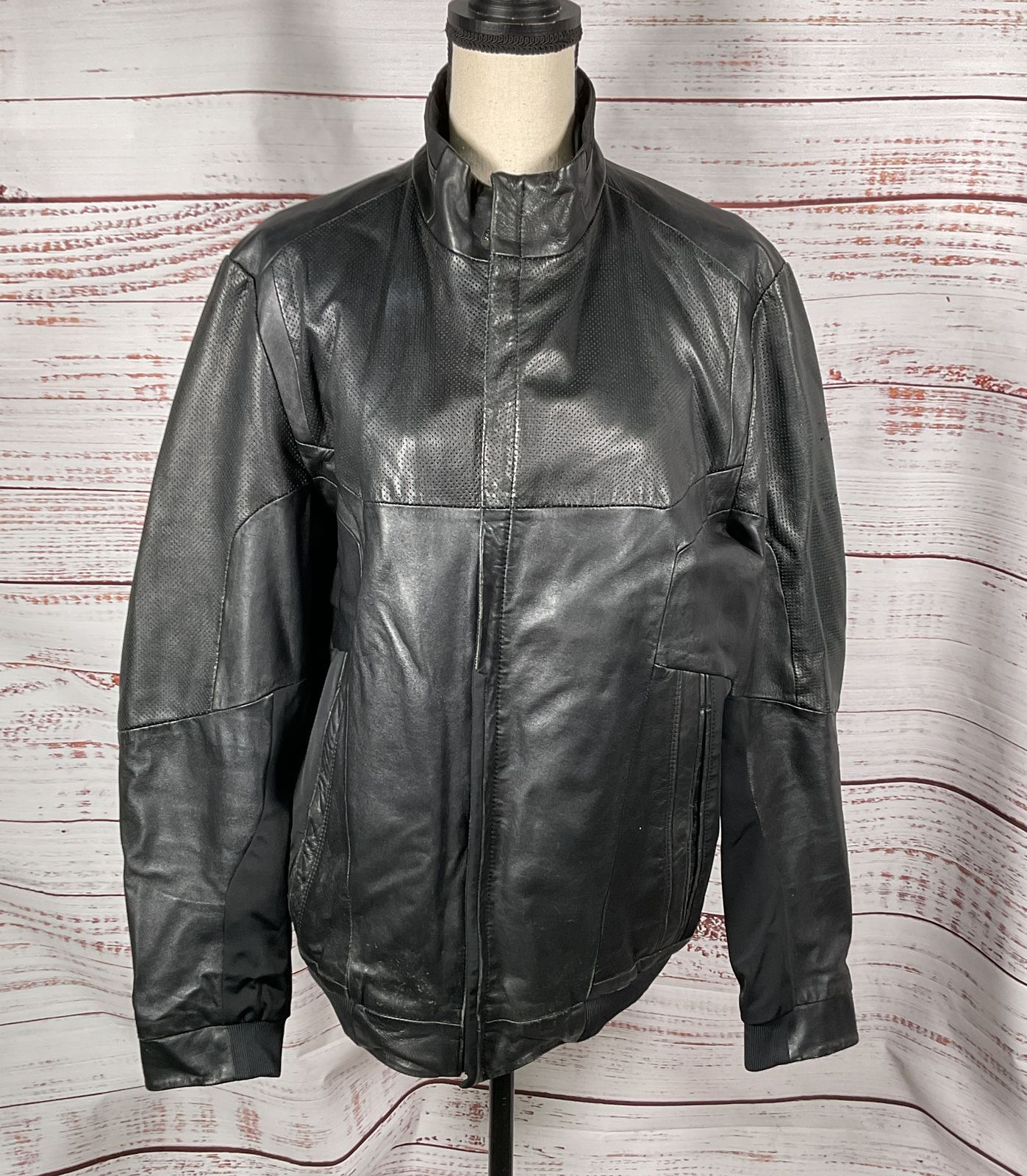 Boss Hugo Boss Lamb Leather Bomber Jacket Black L
