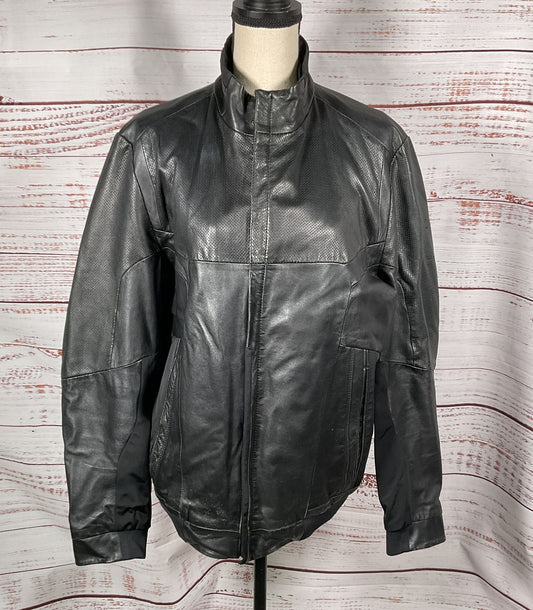 Boss Hugo Boss Lamb Leather Bomber Jacket Black L