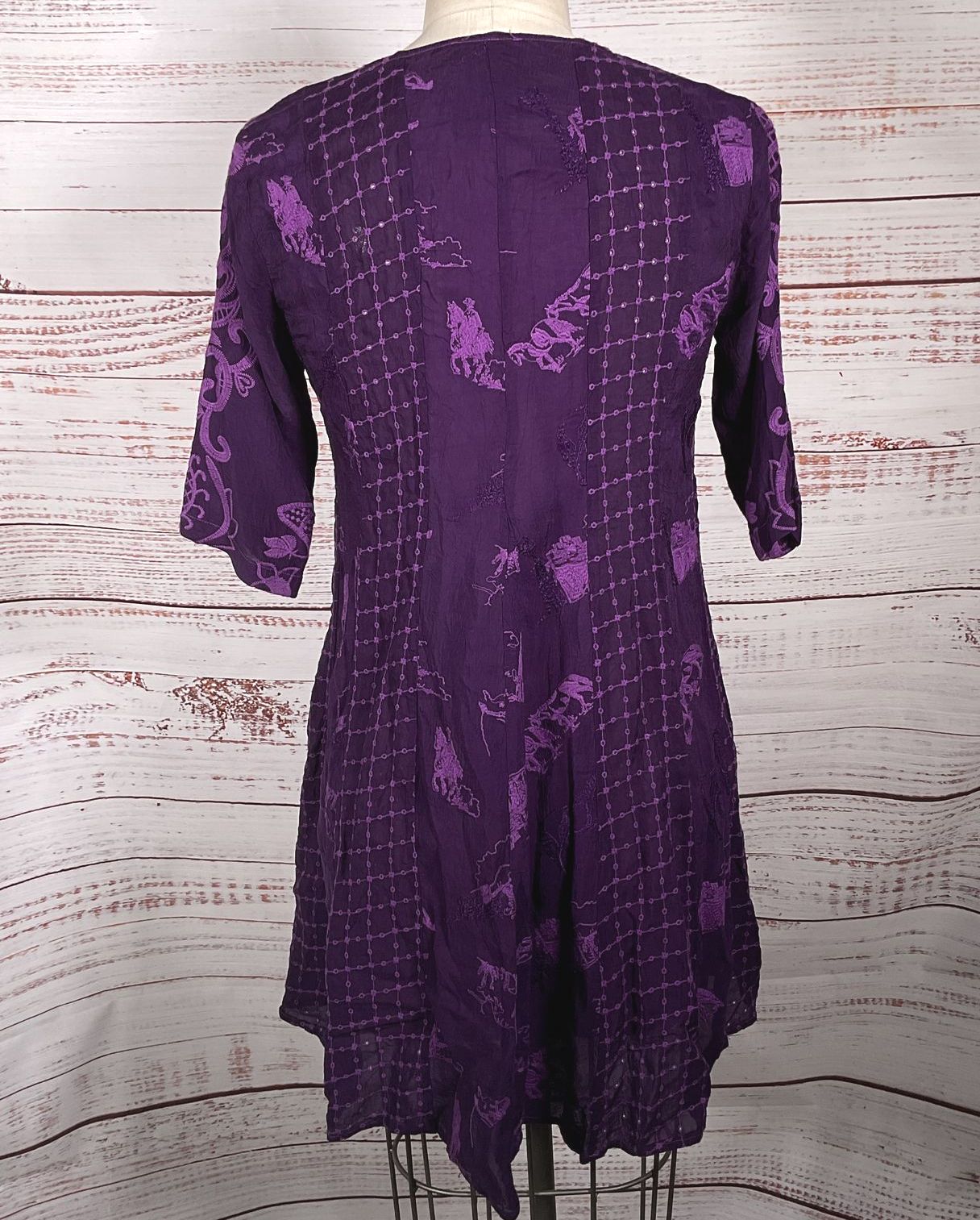 Johnny Was Runswick Lora Embroidered Tunic Dress Purple XS