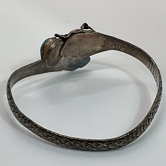 VTG. TIBETAN Silver Plated Turquoise & Coral Dragan Wrapped Bracelet