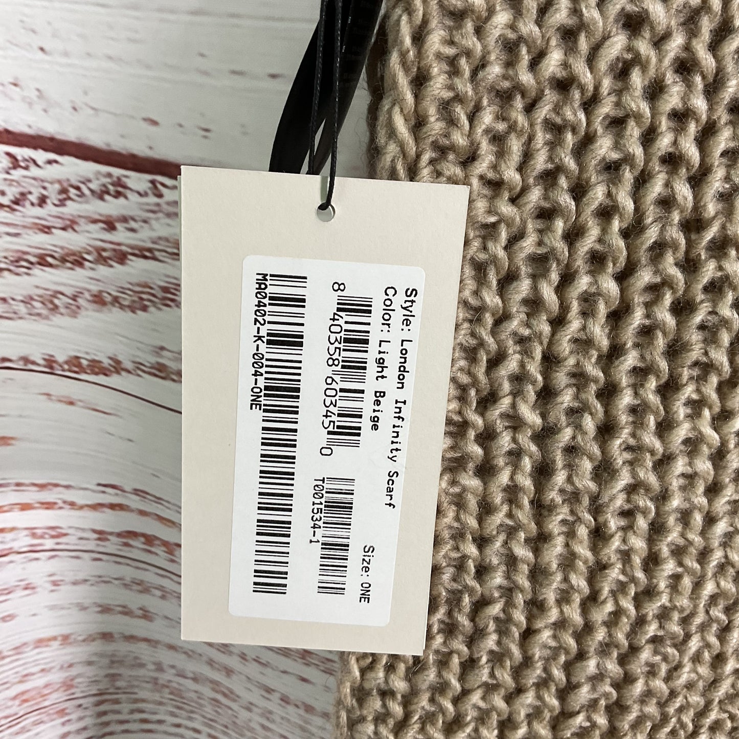 Marcella Women's London Infinity Light Beige Acrylic Wool Scarf 17"W New W/ Tags