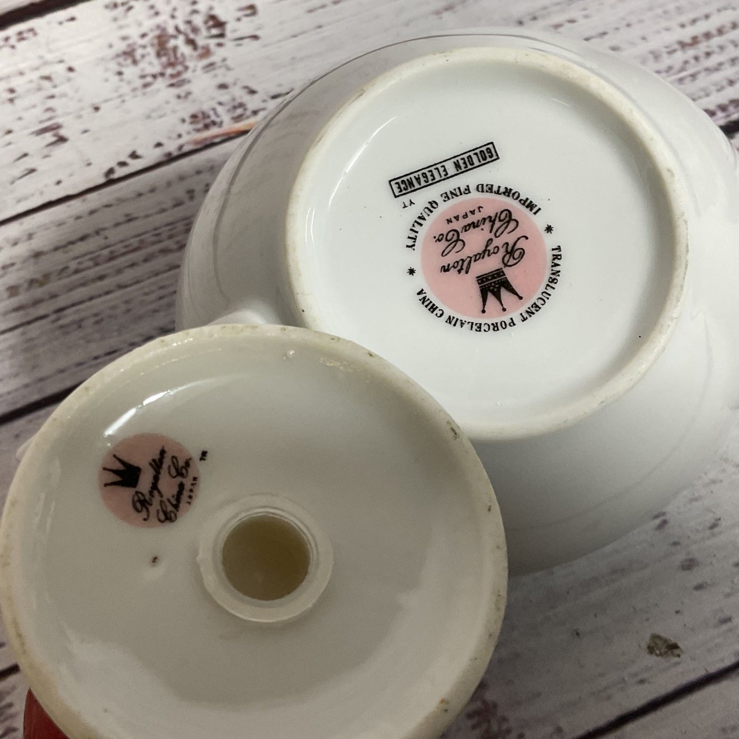 ROYALTON CHINA CO Golden Elegance Translucent Porcelain Creamer Salt & Pepper Sh