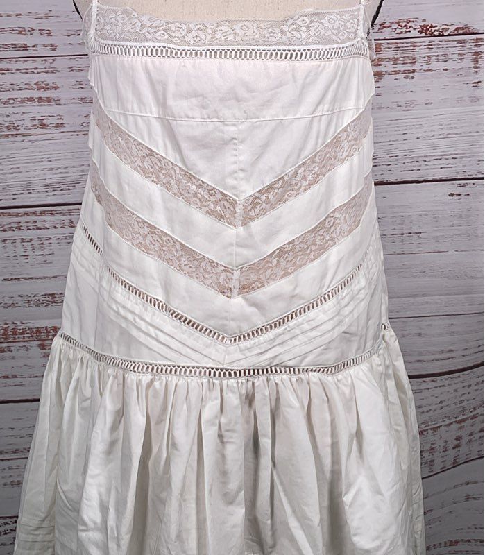 Maeve Sleeveless Square-Neck Lace Mix Mini Dress White S