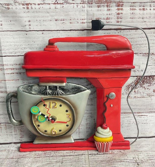 Enesco Allen Designs Vintage Style Mixer Cupcake Pendulum Wall Clock Multicolor