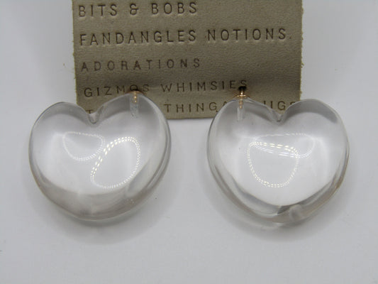 Anthropologie Baubles Bijous Glass Heart Stud Earrings