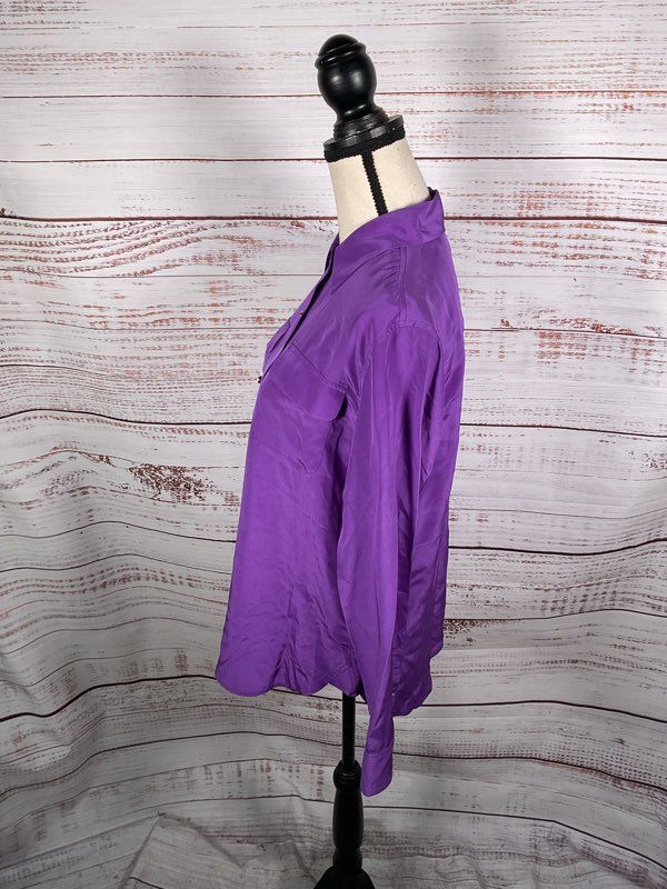 NEW Juicy Couture Sloane Blouse Women's Size 2 Long Sleeve Pockets Purple