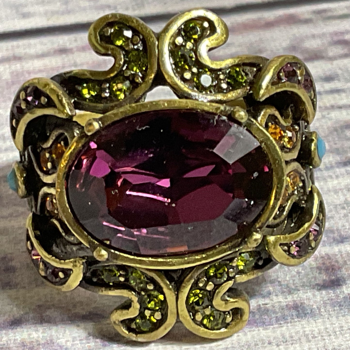 HEIDI DAUS Bronze & Rhinestone SZ 5.25 Ring