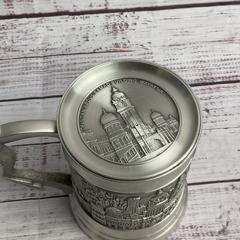 Royal Selangor Malaysia 5" Parrot Handle Pewter Mug & Coaster Set