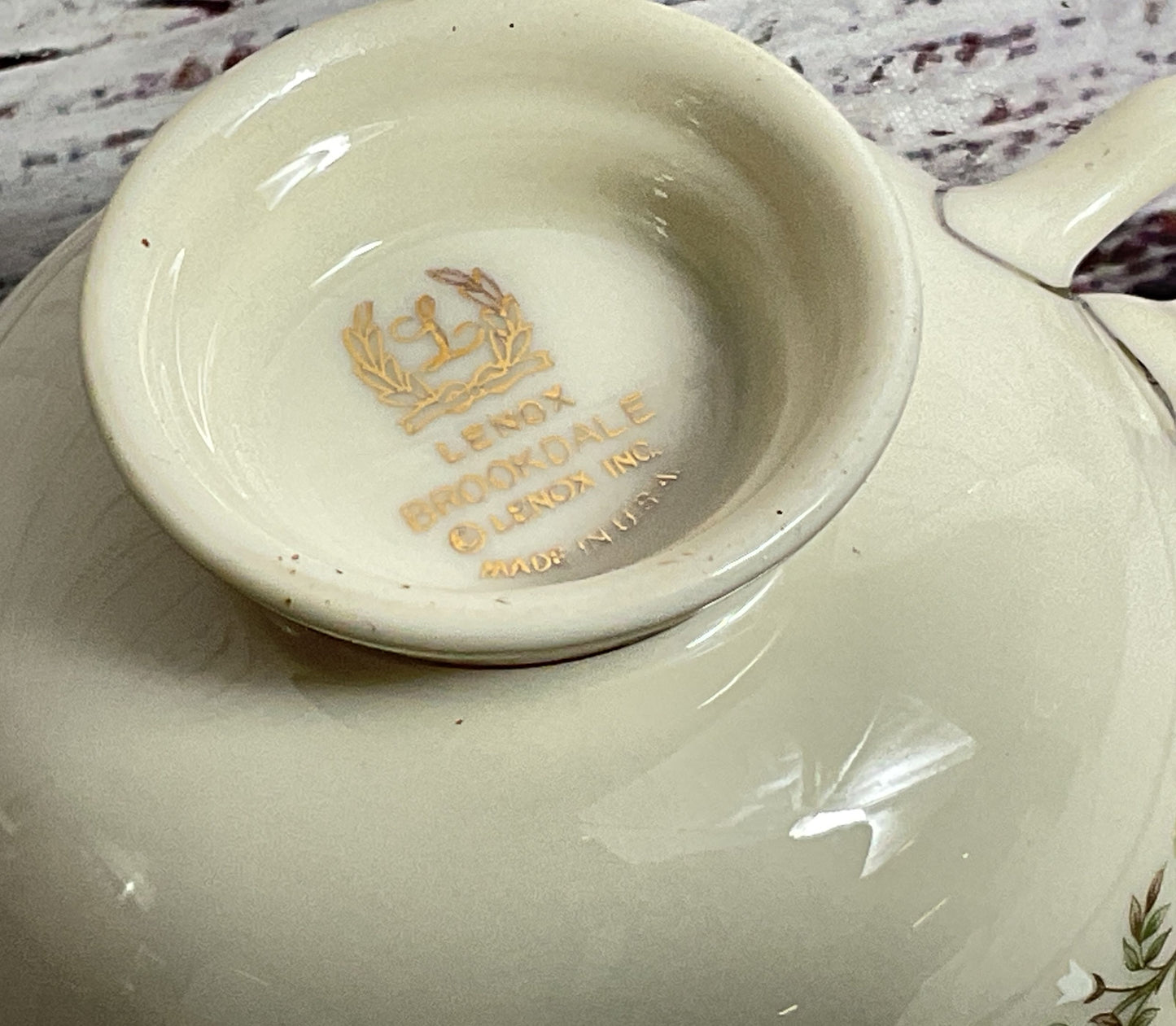 Lenox China Brookdale Floral Trim Set of 6 Tea Cups Ivory