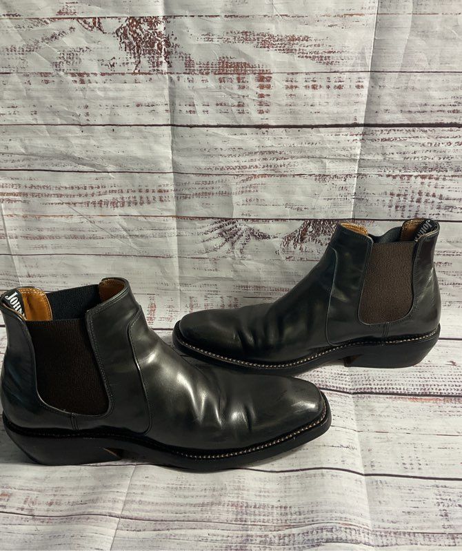 Men's John Fluevog Global Freedom Libery Dark Gray / Black Leather Chelsea Boots